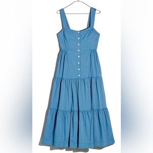 Madewell Women’s Button-Front Tiered Midi Dress in Stripe